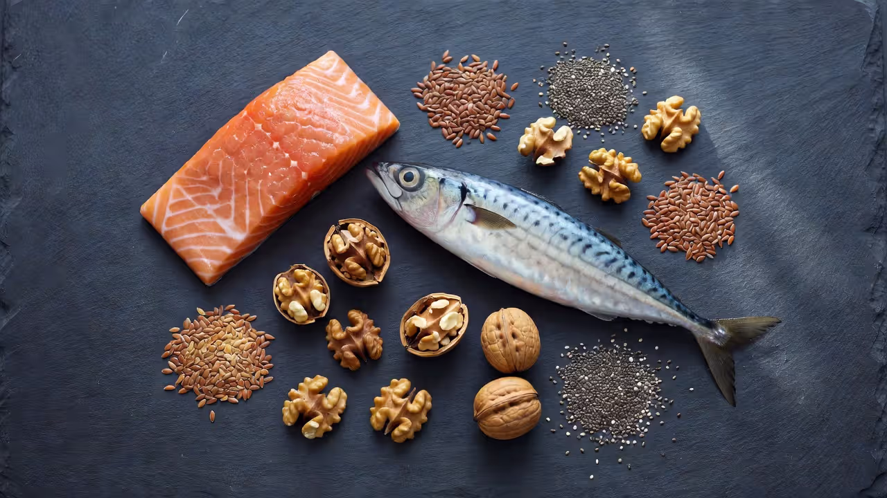 Продукты богатые омега-3: рыба, орехи, семена